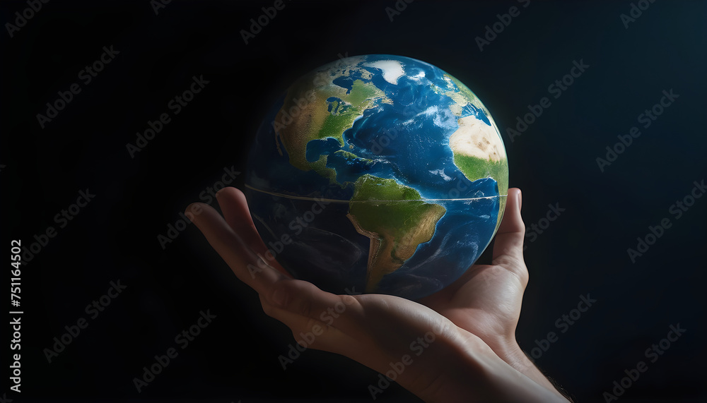 hands holding a earth on a dark background hands holding a earth on a dark background