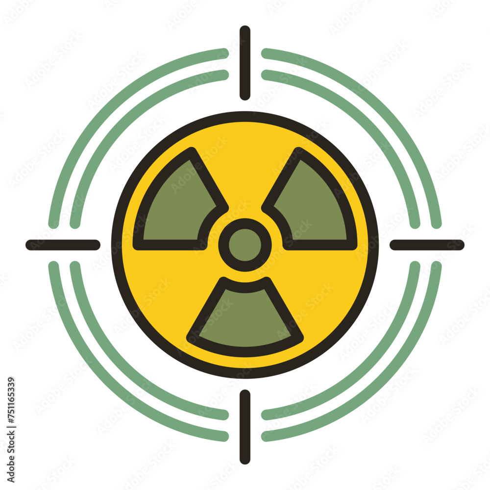 Fototapeta premium Radiation symbol inside Target vector colored icon