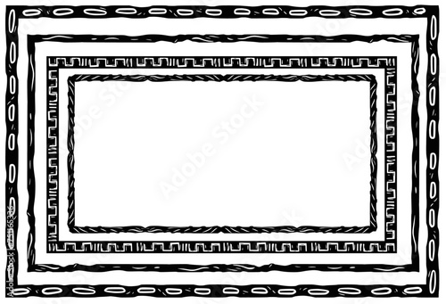 Set of woodcut and tribal style frames