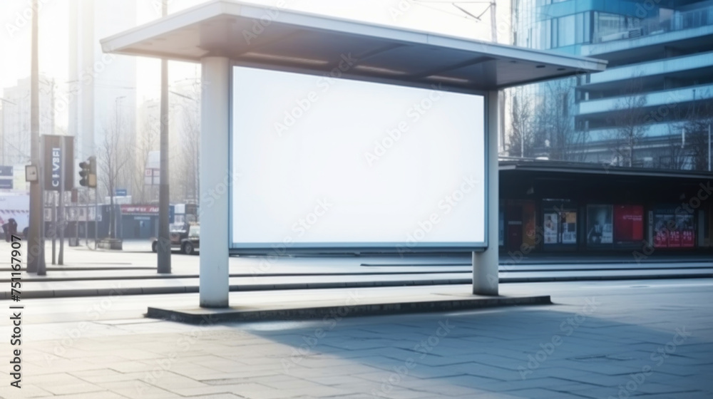 Digital outdoor empty lightbox on the street corner. The basis for the layout. Blank poster space. Generative AI Digital outdoor empty lightbox on the street corner. The basis for the layout. Blank poster space. Generative AI