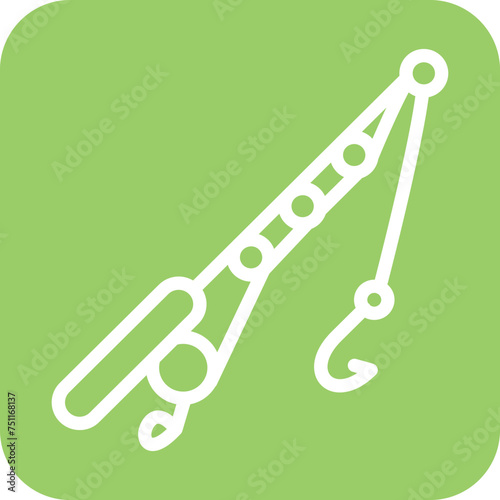 Fishing Line and Hook Icon Style