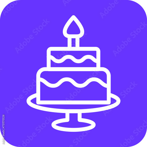 Two Layered Cake Icon Style