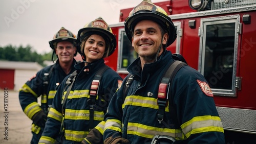 Group of firefighter selfie in location