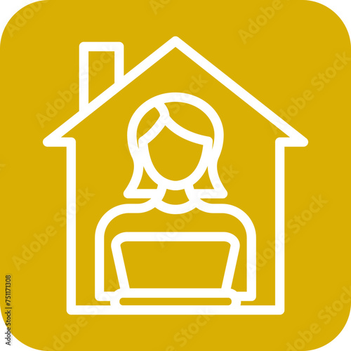 Women Working at Home Icon Style