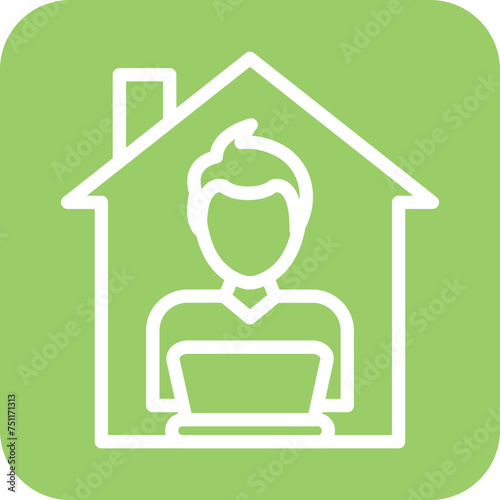 Man Working at Home Icon Style