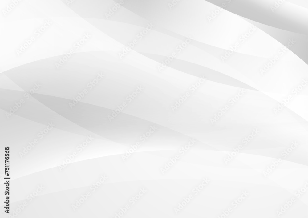 Abstract white grey glossy wave minimal elegant background. Vector design