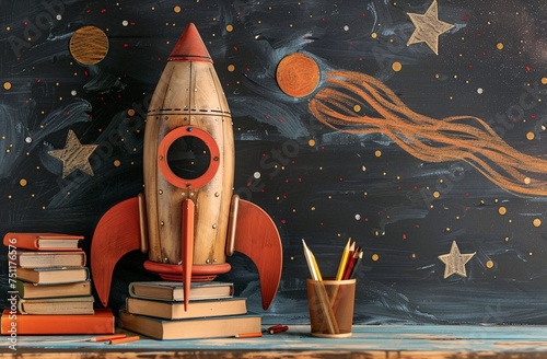 Launch into Learning A Rocket-Themed Bookshelf Generative AI