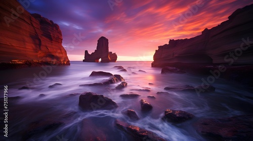 Panoramic image of the Twelve Apostles in Australia at sunrise. © Iman