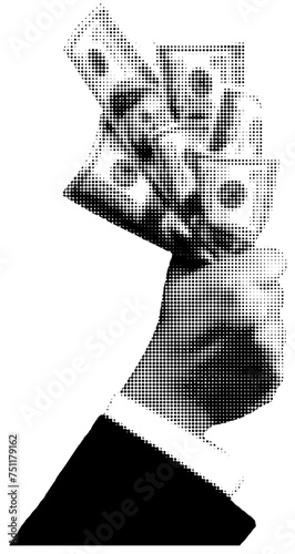 hand with money trendy halftone Collage