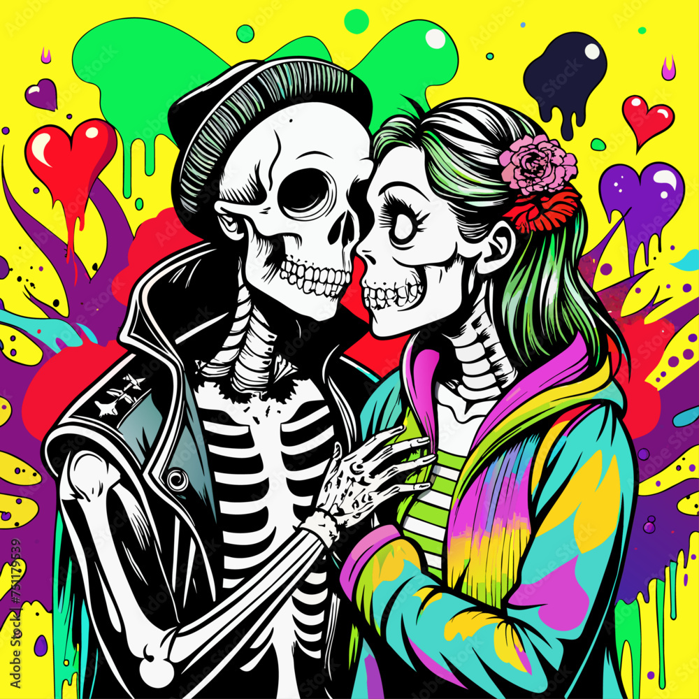 Draw Skeleton Lovers Let The Color be Black (15)