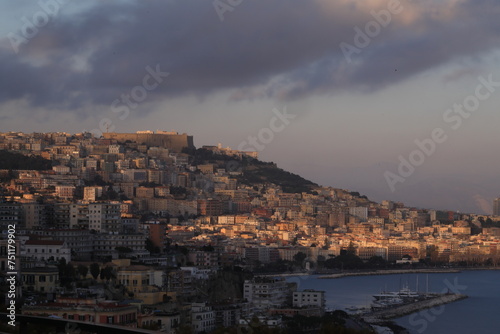 sunset light Naples, italy