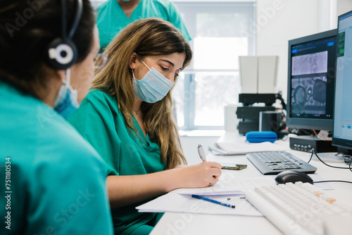 Group of surgeons during robotic electrophysiology