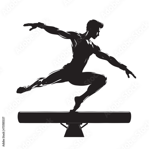 balance beam boy  girl gymnast in artistic gymnastics vector illustration