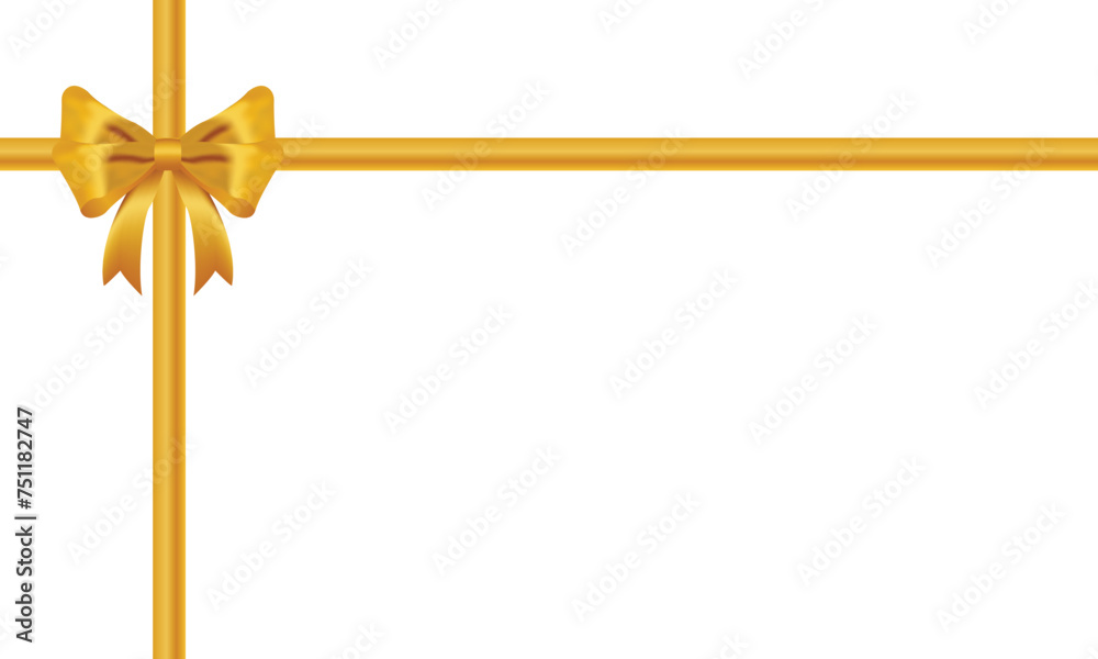Gold bow realistic with horizontal and Vertical cross ribbon place on white background for decorate you wedding card, gift card or website Vector EPS10 with copy space Gold bow realistic with horizontal and Vertical cross ribbon place on white background for decorate you wedding card, gift card or website Vector EPS10 with copy space