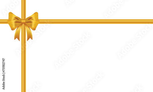 Gold bow realistic with horizontal and Vertical cross ribbon place on white background for decorate you wedding card, gift card or website Vector EPS10 with copy space
