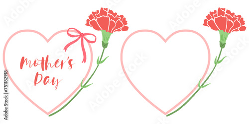 Bouquet of red carnations, cute hand drawn illustration for mother's day / 赤いカーネーションの花束、母の日のかわいい手描きイラスト photo