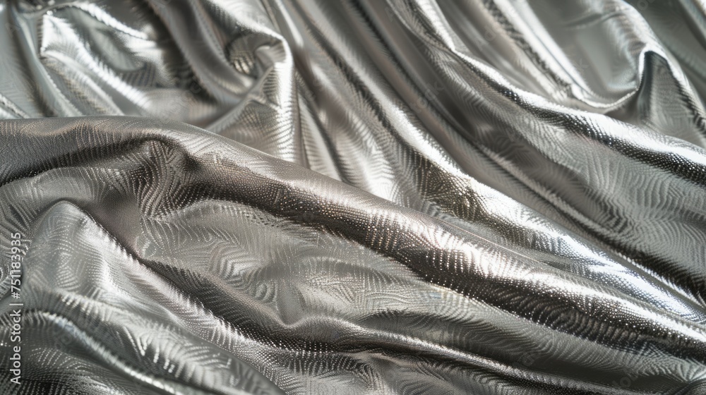 Silky silver fabric texture close-up. Silky silver fabric texture close-up.