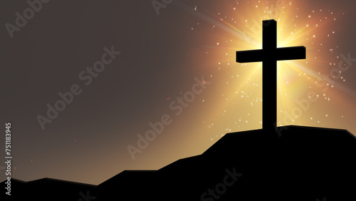 Holy Cross with Heavenly Particles and Copyspace, Good Friday Background