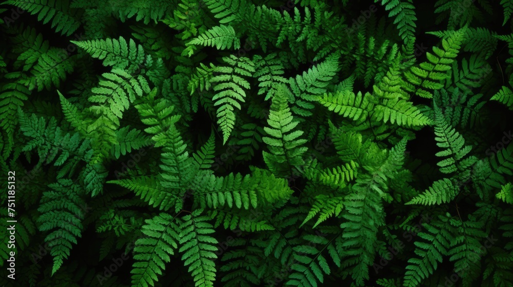 Dark Green Ferns in Shadow
