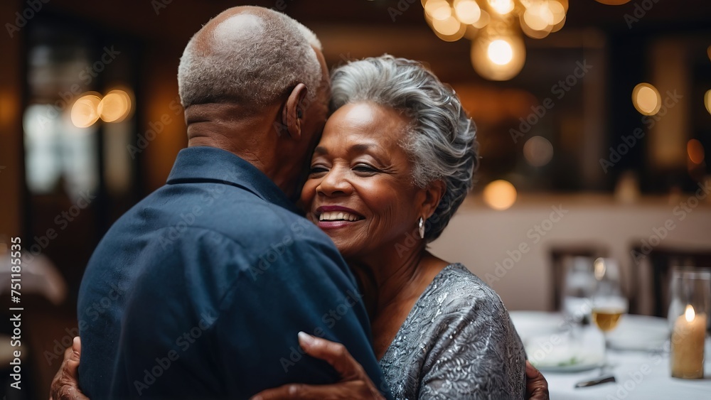 Seniors Black couple celebrate a milestone anniversary