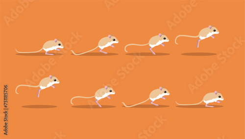 Desert Kangaroo Rat Jumping Animation Sequence Cartoon Vector Illustration