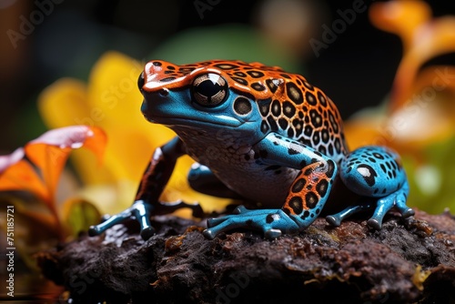 Colorful poison dart frog on a natural background.