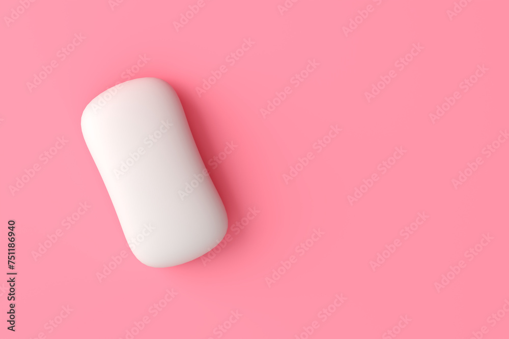 White soap bar on pink background with copy space. White soap bar on pink background with copy space.