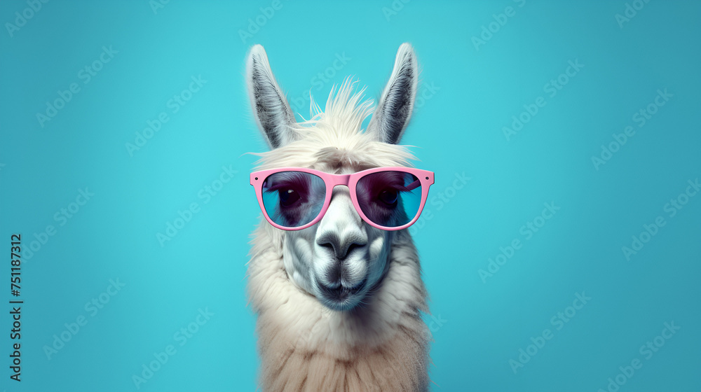 Camel in Style Isolated Sunglasses on Solid Background Generative by Ai
