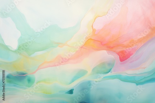 A Dreamy Abstract Interpretation of Spring Skies With Soft Pastels and Fluid Shapes, Generative AI