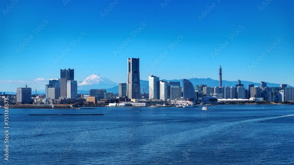 Timelapse of Cityscape in Yokohama, Japan -富士山とみなとみらい- タイムラプス