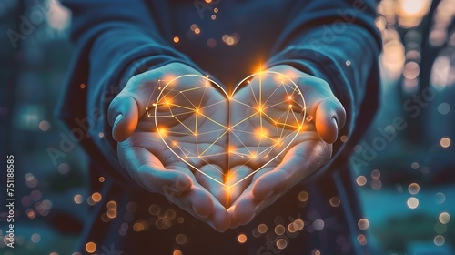Interconnected Hearts in Digital Forest and Gold Circuit photo
