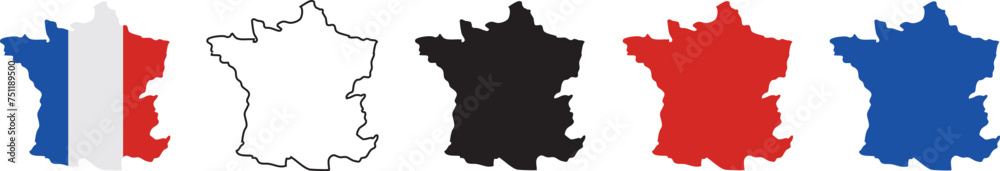 Naklejka premium France map icon set, France map isolated