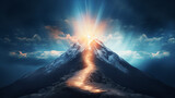 Glowing path to the top of the mountain business s