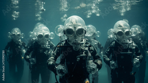 Group of divers depth bubbles diver © Anaya