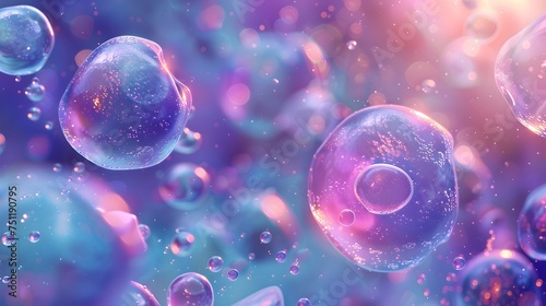 Abstract Bubbles and Cells in Light Purple and Navy