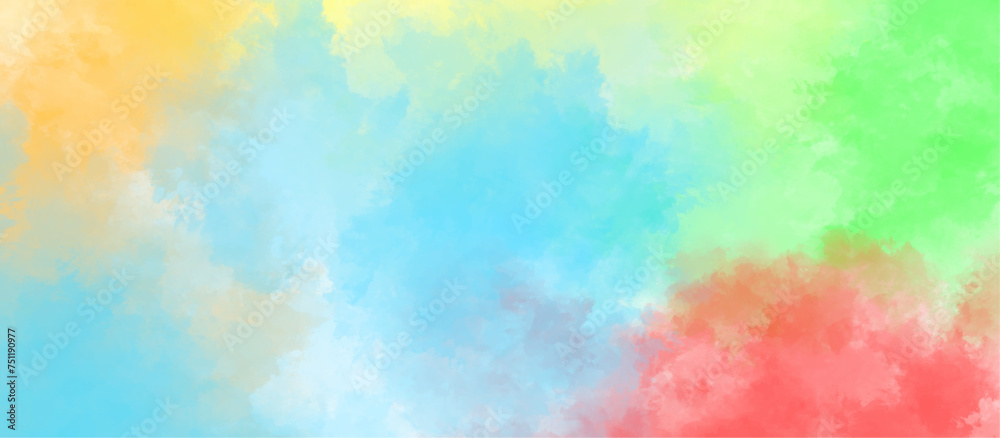 Abstract background with colorful watercolor texture .digital pastel art watercolor splash texture .vintage colorful sky and cloudy background .hand painted vector illustration with watercolor design.