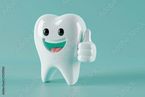 Smiley Tooth with Thumbs Up A Cute and Fun Dental Decoration for a Happy Month Generative AI