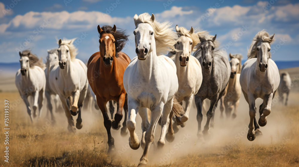 Horses running across the steppe dynamic freedom h