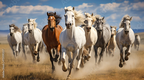 Horses running across the steppe dynamic freedom h