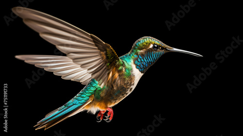 Humming bird hovering isolated on a white background