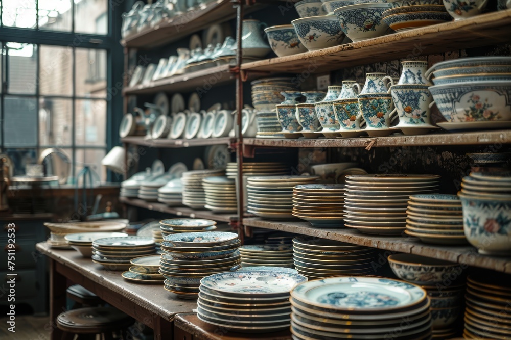 Beautiful painted tableware, derived plates, plant Beautiful painted tableware, derived plates, plant