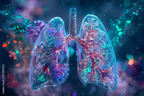 Frosted Lungs A Colorful Exploration of the Respiratory System Generative AI photo