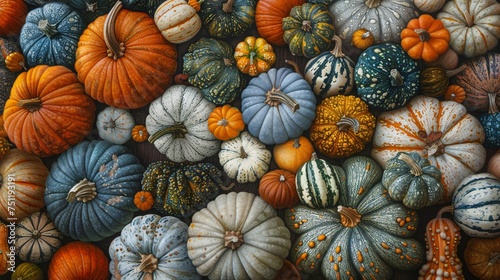 Fall Fiesta A Vibrant Display of Pumpkins and Squash Generative AI