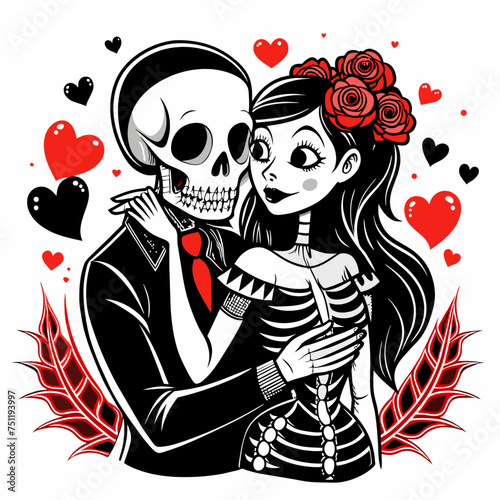 Draw Skeleton Lovers Let The Color be Black (23)