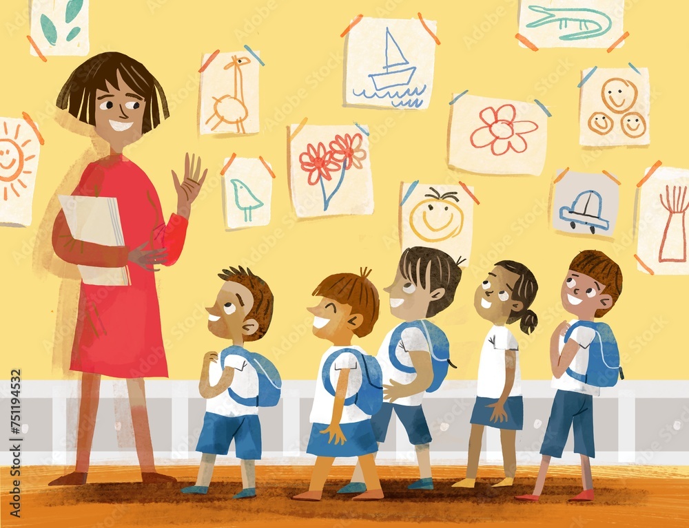 teacher with school pupils