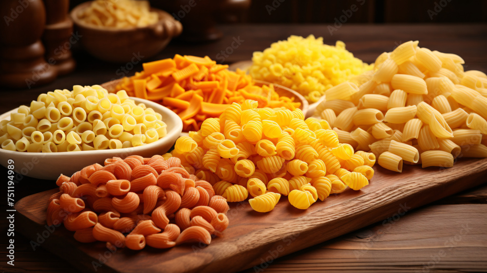 Macaroni of different varieties for cooking