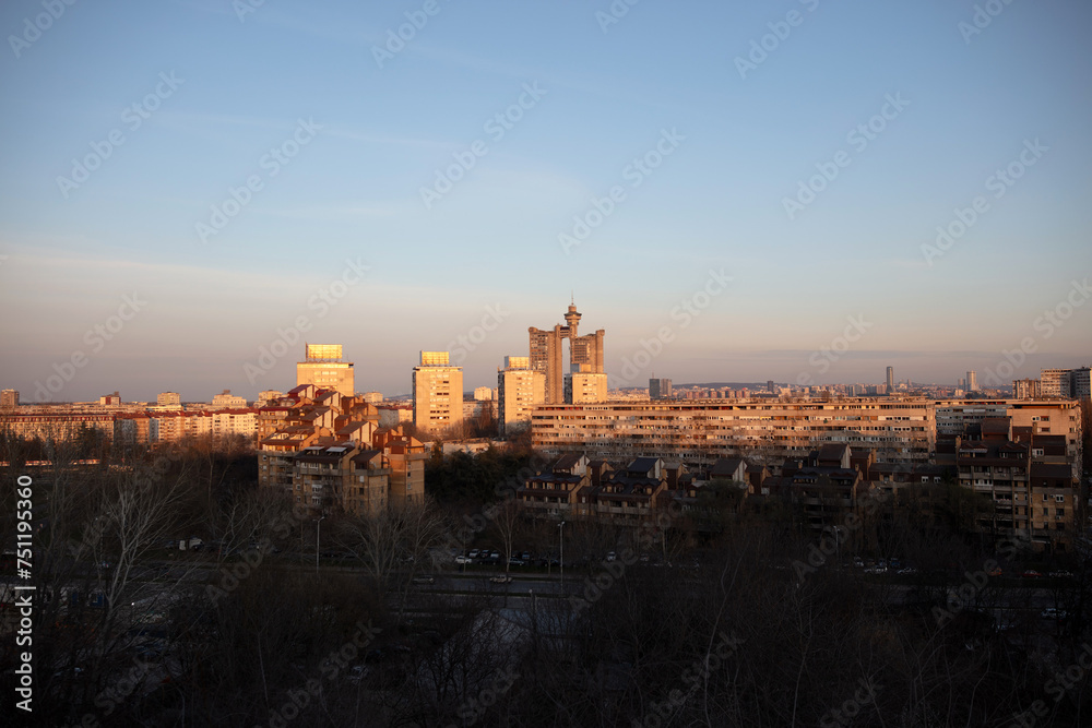 View of Belgrade in golden hour time.