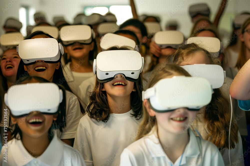 Obraz premium VR Remote Work Mixed Reality Headset. Virtual Reality Goggles for Interactive. Augmented reality Glasses Immersive Gaming. 3D Future Technology Multilateral Gadget and Improv class Wearable Equipment