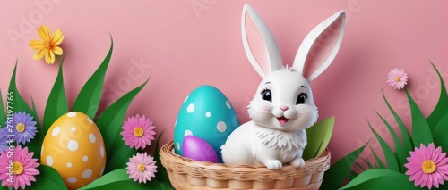 Easter background with holiday bunny.