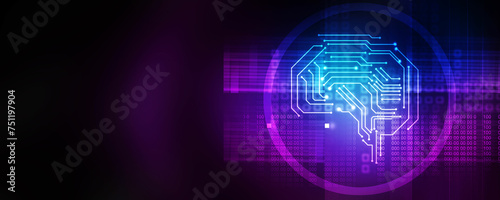 2d illustration Concept of thinking, background with brain, Abstract Artificial intelligence. Technology web background 